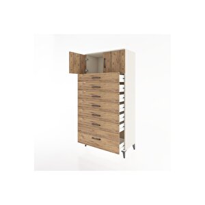 Hyperion Dolap Tek Raflı 7 Çekmeceli 2 Kapaklı 88x44x182 Aytaşı-çam