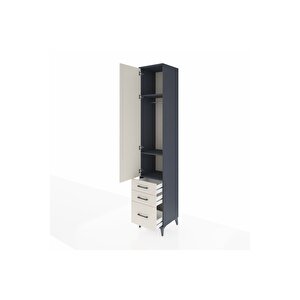 Hyperion Dolap 3 Raflı 3 Çekmeceli Tek Askılı 44x44x243 Antrasit-aytaşı