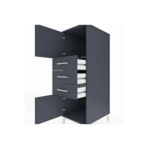 Kronos Dolap Tek Raflı 3 Çekmeceli 2 Kapaklı 44x59x134 Antrasit-antrasit