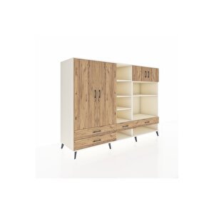 Kronos Dolap 12 Raflı 4 Çekmeceli 4 Kapaklı 220x59x163 Aytaşı-çam