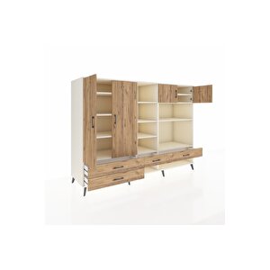 Kronos Dolap 12 Raflı 4 Çekmeceli 4 Kapaklı 220x59x163 Aytaşı-çam