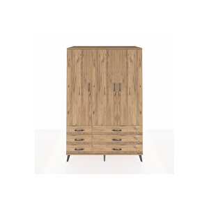Kronos Dolap 5 Raflı 6 Çekmeceli Tek Askılı 132x59x195 Çam-çam/çam