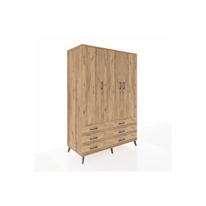 Kronos Dolap 5 Raflı 6 Çekmeceli Tek Askılı 132x59x195 Çam-çam/çam