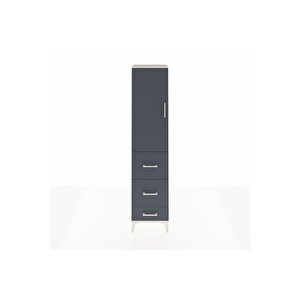 Hyperion Dolap 3 Raflı 3 Çekmeceli Tek Kapaklı 44x44x195 Aytaşı-antrasit