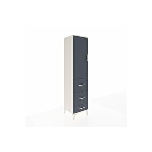 Hyperion Dolap 3 Raflı 3 Çekmeceli Tek Kapaklı 44x44x195 Aytaşı-antrasit