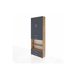 Arges Dolap 5 Raflı 4 Çekmeceli 2 Kapaklı 88x30x243 Çam-antrasit