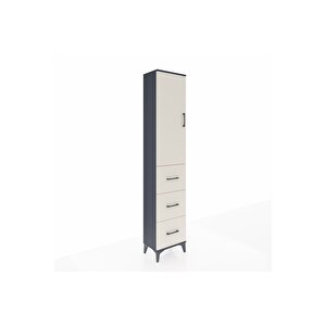 Arges Dolap 3 Raflı 3 Çekmeceli Tek Kapaklı 44x30x221 Antrasit-aytaşı