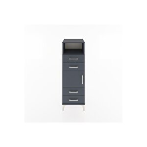 Hyperion Dolap 2 Raflı 4 Çekmeceli Tek Kapaklı 44x44x134 Antrasit-antrasit