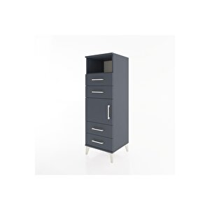 Hyperion Dolap 2 Raflı 4 Çekmeceli Tek Kapaklı 44x44x134 Antrasit-antrasit