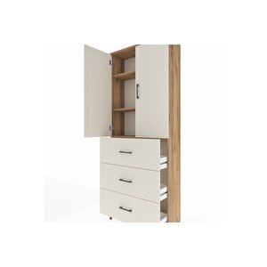 Arges Dolap 3 Raflı 3 Çekmeceli 2 Kapaklı 88x30x221 Çam-aytaşı