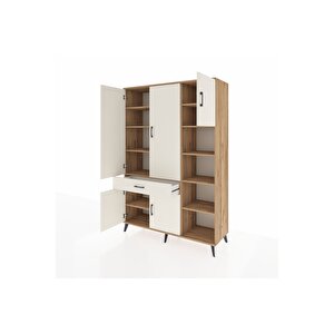 Hyperion Gardrop 10 Raflı Tek Çekmeceli 5 Kapaklı 132x44x195 Çam-aytaşı