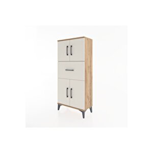 Hyperion Dolap Tek Raflı Tek Çekmeceli 4 Kapaklı 60x44x134 Çam-aytaşı