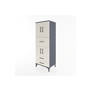 Hyperion Dolap 3 Raflı 3 Çekmeceli 4 Kapaklı 60x44x163 Antrasit-aytaşı