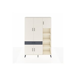 Arges Dolap 10 Raflı Tek Çekmeceli 5 Kapaklı 132x30x195 Aytaşı-aytaşı/antrasit