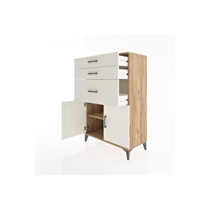 Hyperion Dolap Tek Raflı 3 Çekmeceli 2 Kapaklı 88x44x134 Çam-aytaşı