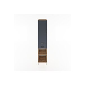 Hyperion Dolap 4 Raflı 2 Çekmeceli Tek Kapaklı 44x44x221 Çam-antrasit