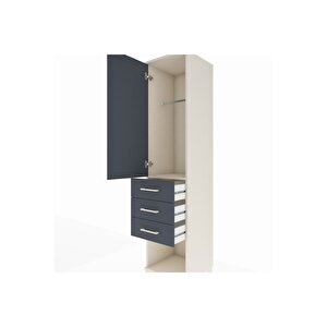 Hyperion Dolap Tek Raflı 3 Çekmeceli Tek Askılı 44x44x195 Aytaşı-antrasit