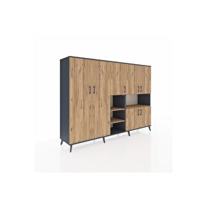 Hyperion Dolap 13 Raflı 7 Kapaklı 220x44x163 Antrasit-çam