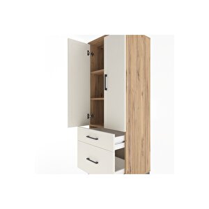 Hyperion Dolap 3 Raflı 2 Çekmeceli 2 Kapaklı 60x44x163 Çam-aytaşı