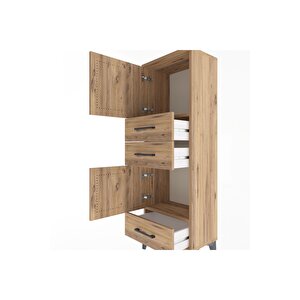 Arges Dolap 2 Raflı 3 Çekmeceli 2 Kapaklı 44x30x134 Çam-çam
