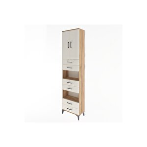 Arges Dolap 5 Raflı 6 Çekmeceli 2 Kapaklı 60x30x243 Çam-aytaşı