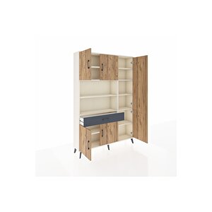 Arges Dolap 10 Raflı Tek Çekmeceli 6 Kapaklı 132x30x195 Aytaşı-çam/antrasit