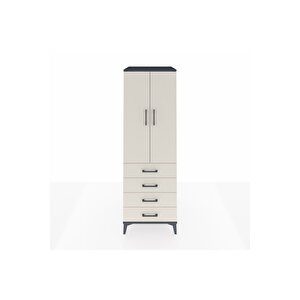 Kronos Dolap Tek Raflı 4 Çekmeceli Tek Askılı 60x59x182 Antrasit-aytaşı