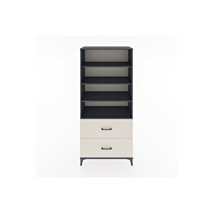 Hyperion Dolap 4 Raflı 2 Çekmeceli 88x44x195 Antrasit-aytaşı