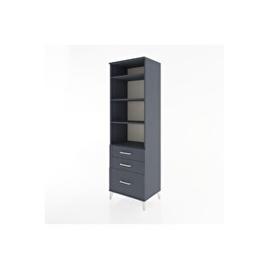 Hyperion Dolap 4 Raflı 3 Çekmeceli 60x44x195 Antrasit-antrasit