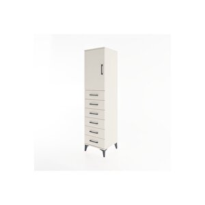Hyperion Dolap Tek Raflı 6 Çekmeceli Tek Kapaklı 44x44x182 Aytaşı-aytaşı