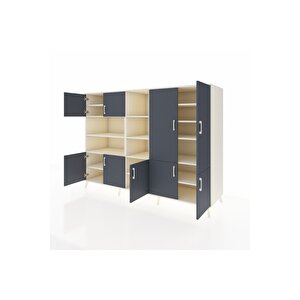 Kronos Dolap 14 Raflı 9 Kapaklı 220x59x163 Aytaşı-antrasit/aytaşı