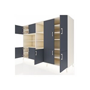 Kronos Dolap 14 Raflı 9 Kapaklı 220x59x163 Aytaşı-antrasit/aytaşı