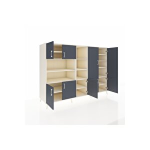 Kronos Dolap 14 Raflı 9 Kapaklı 220x59x163 Aytaşı-antrasit/aytaşı