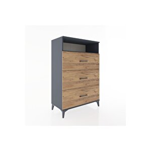 Hyperion Dolap Tek Raflı 3 Çekmeceli 88x44x134 Antrasit-çam