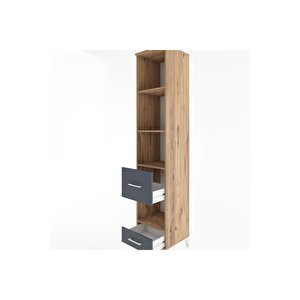Hyperion Dolap 4 Raflı 2 Çekmeceli 44x44x221 Çam-antrasit