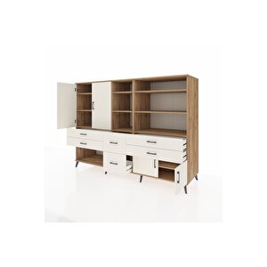 Kronos Dolap 10 Raflı 6 Çekmeceli 4 Kapaklı 220x59x163 Çam-aytaşı