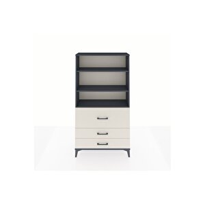 Arges Dolap 3 Raflı 3 Çekmeceli 88x30x163 Antrasit-aytaşı