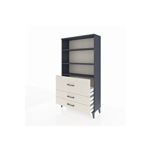 Arges Dolap 3 Raflı 3 Çekmeceli 88x30x163 Antrasit-aytaşı