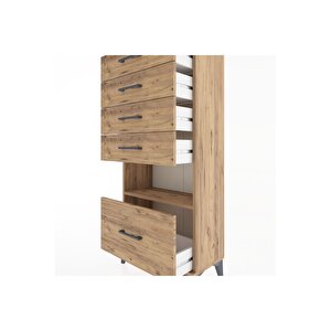 Hyperion Dolap Tek Raflı 5 Çekmeceli 60x44x134 Çam-çam