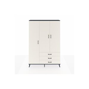 Arges Gardrop 6 Raflı 3 Çekmeceli Tek Askılı 132x30x195 Antrasit-aytaşı