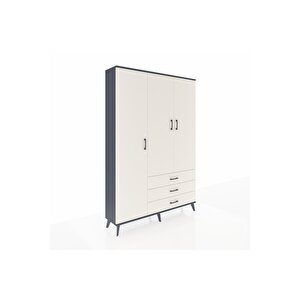 Arges Gardrop 6 Raflı 3 Çekmeceli Tek Askılı 132x30x195 Antrasit-aytaşı