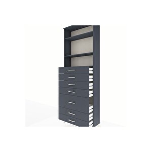 Arges Dolap 3 Raflı 7 Çekmeceli 88x30x243 Antrasit-antrasit