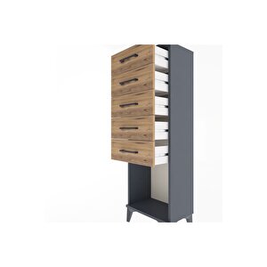 Arges Dolap 5 Çekmeceli 44x30x134 Antrasit-çam