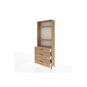 Arges Dolap 3 Raflı 3 Çekmeceli 88x30x221 Çam-çam