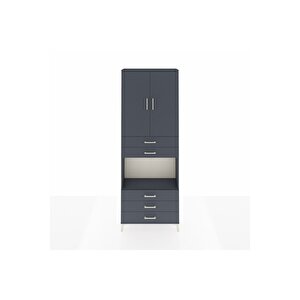 Arges Dolap 4 Raflı 5 Çekmeceli 2 Kapaklı 88x30x243 Antrasit-antrasit