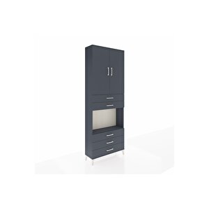 Arges Dolap 4 Raflı 5 Çekmeceli 2 Kapaklı 88x30x243 Antrasit-antrasit