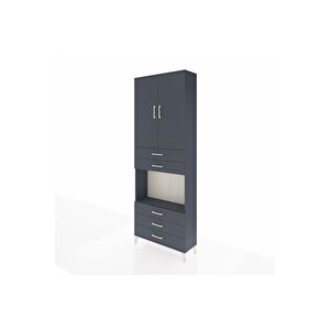 Arges Dolap 4 Raflı 5 Çekmeceli 2 Kapaklı 88x30x243 Antrasit-antrasit