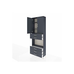 Arges Dolap 4 Raflı 5 Çekmeceli 2 Kapaklı 88x30x243 Antrasit-antrasit