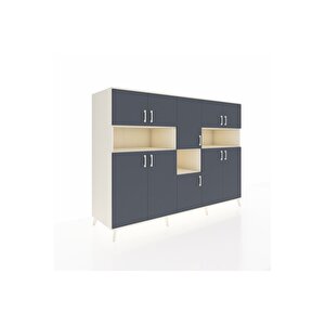 Kronos Dolap 14 Raflı 10 Kapaklı 220x59x163 Aytaşı-antrasit/aytaşı