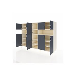 Kronos Dolap 14 Raflı 10 Kapaklı 220x59x163 Aytaşı-antrasit/aytaşı